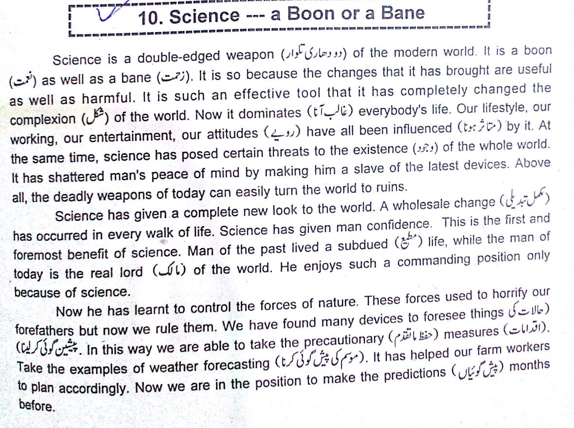 Essay on science a boon and a bane